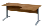 CEK 17 - 187 stůl kancelářský, rohový, pravý, kovová podnož stříbrná, deska 18 mm, široký 1800 mm, o